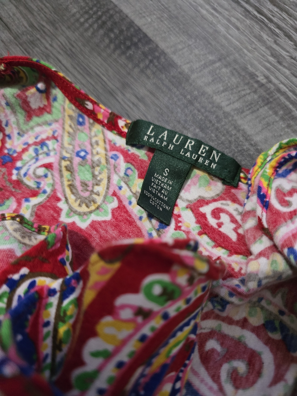 Lauren Ralph Lauren dress Size S Paisley Ruffled Collar Belted - Picture 9 of 9